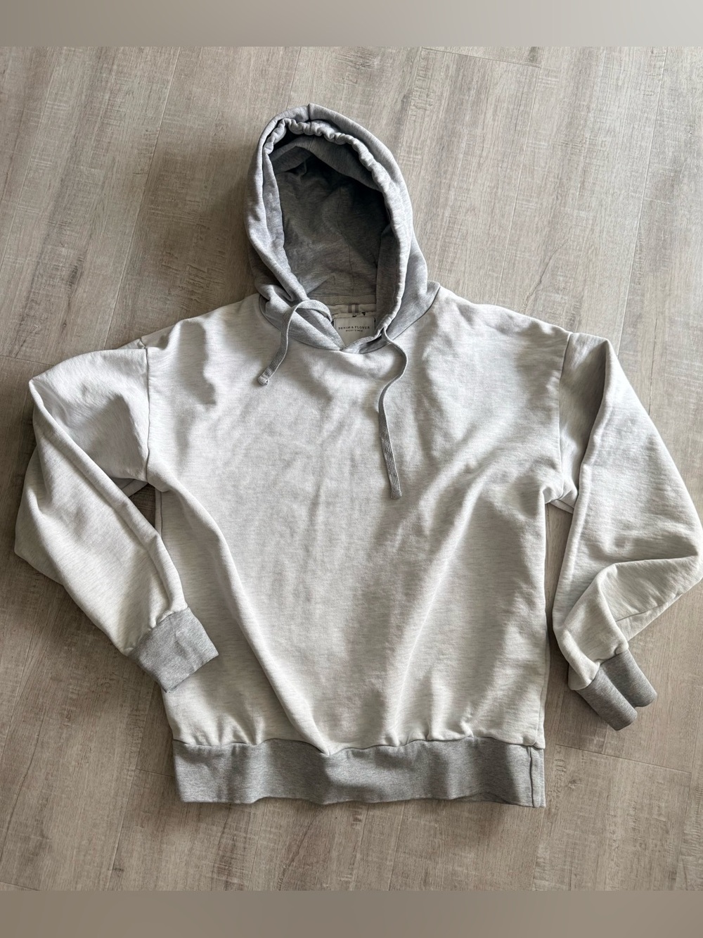 Denim & Flower | two toned grey hoodie | retro. Womens size Small.